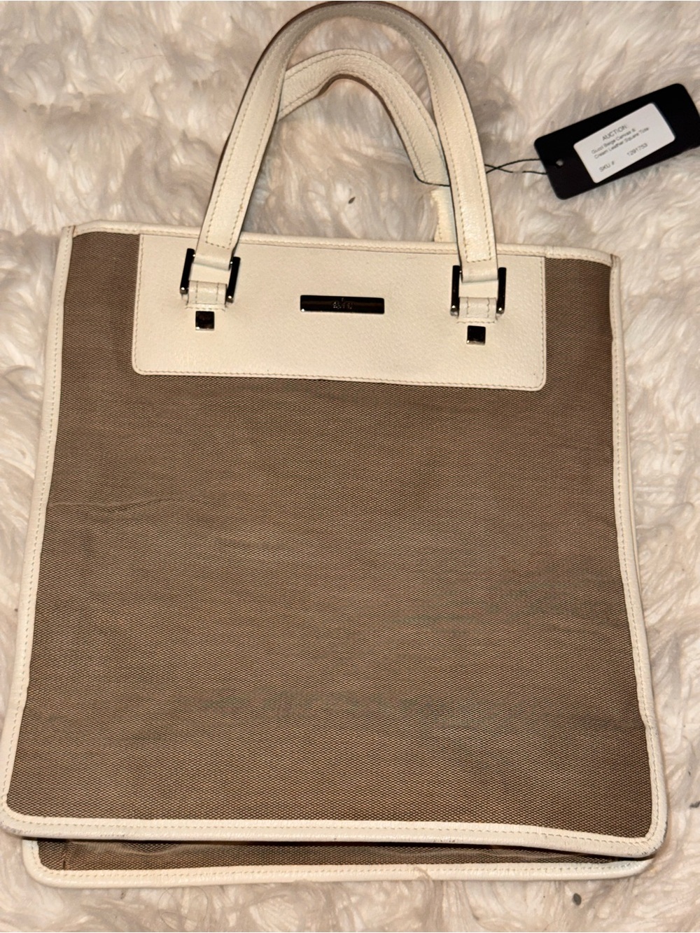Gucci Diamante Canvas & Ivory Leather Tote Entrupy COA